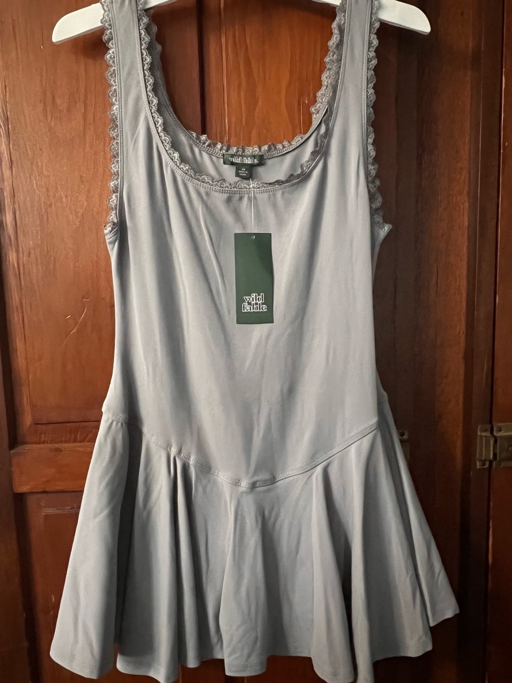 Wild Fable Women's Game Day Lace Drop Waist Mini Skater Dress Gray Size XS | NWT - Picture 3 of 10